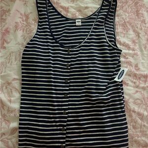 Old Navy Navy and White Striped Sleeveless Top